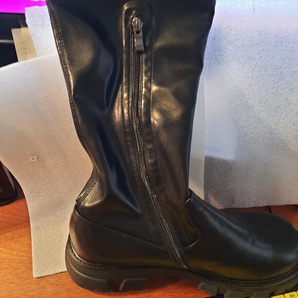 NEW! WMN CouieCuies Platform Over Knee High Lug Sole Stretch Boot Blk SzUS14/46 - Picture 2 of 8